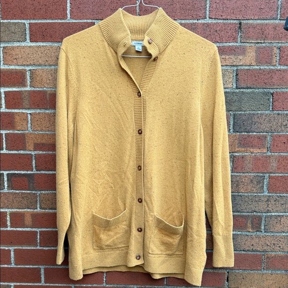 L.L. Bean Women’s 100% Cashmere Cardigan Sweater – Mustard Yellow – Plus 1X - Picture 1 of 5